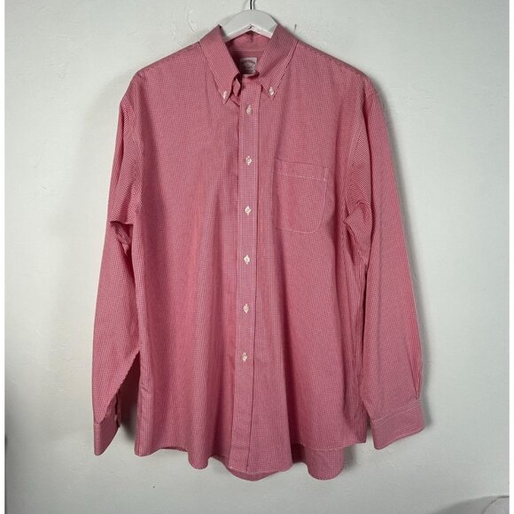Brooks Brothers Madison Gingham Non-Iron Supima Cotton Button-Down Shirt Large - Picture 1 of 7